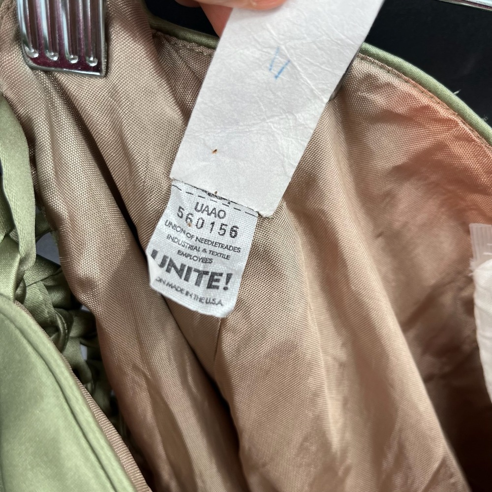 Vintage 90s y2k Sage Green Rinestone Strapless prom dress princess corset 13 14 - Picture 8 of 13